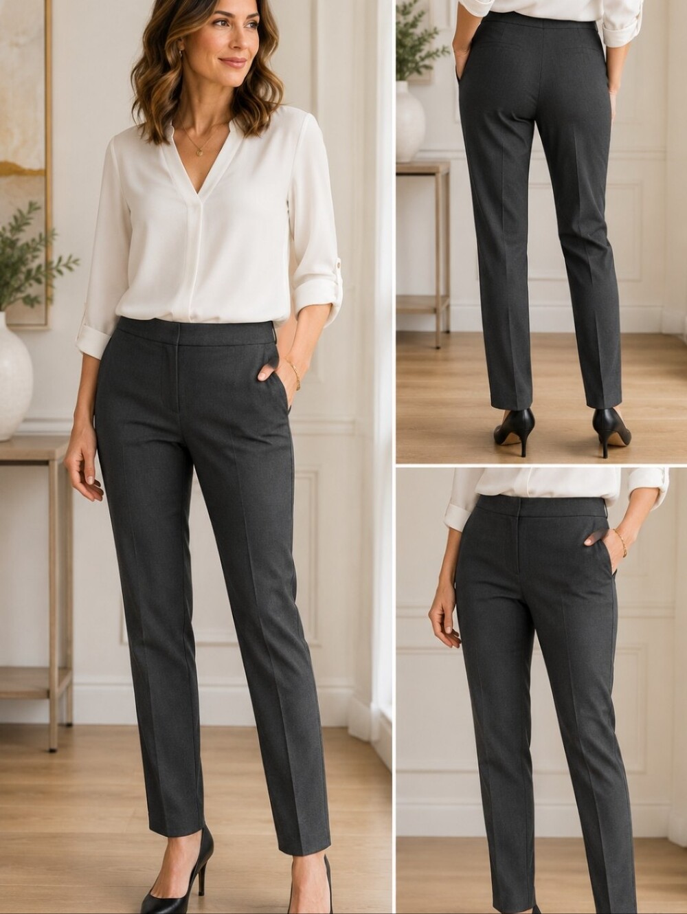 Tahari Men's Straight Dress Pants in Charcoal